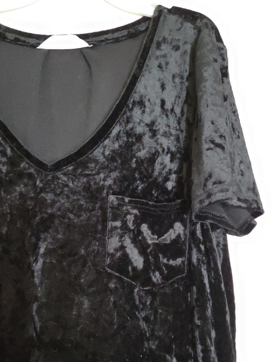 Tops - Black Crushed Velvet V-Neck Tunic